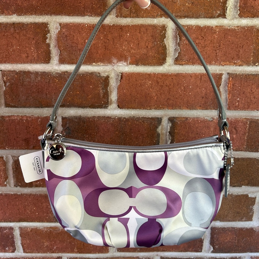 Vintage Y2K Coach Mini Hobo Shoulder Bag - NWT Satin Signature C Print - Scarf